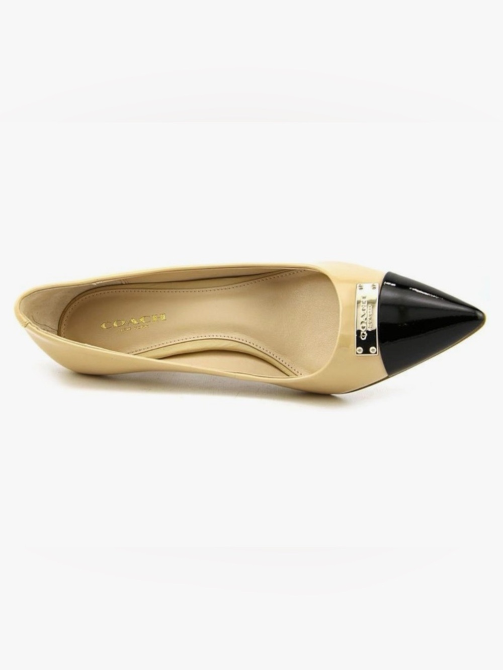 Coach Zan Tapioca/Black Patent Leather Cap Toe Pumps - Picture 3 of 8
